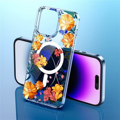 iPhone 15 6.1 Flower Clear MagSafe Case