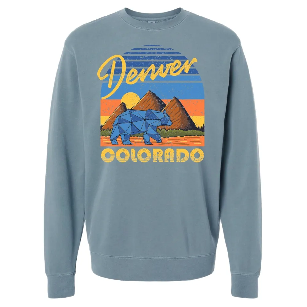 Geo Bear Flatirons Crewneck, Color: Pigment Slate Blue, Size: XS