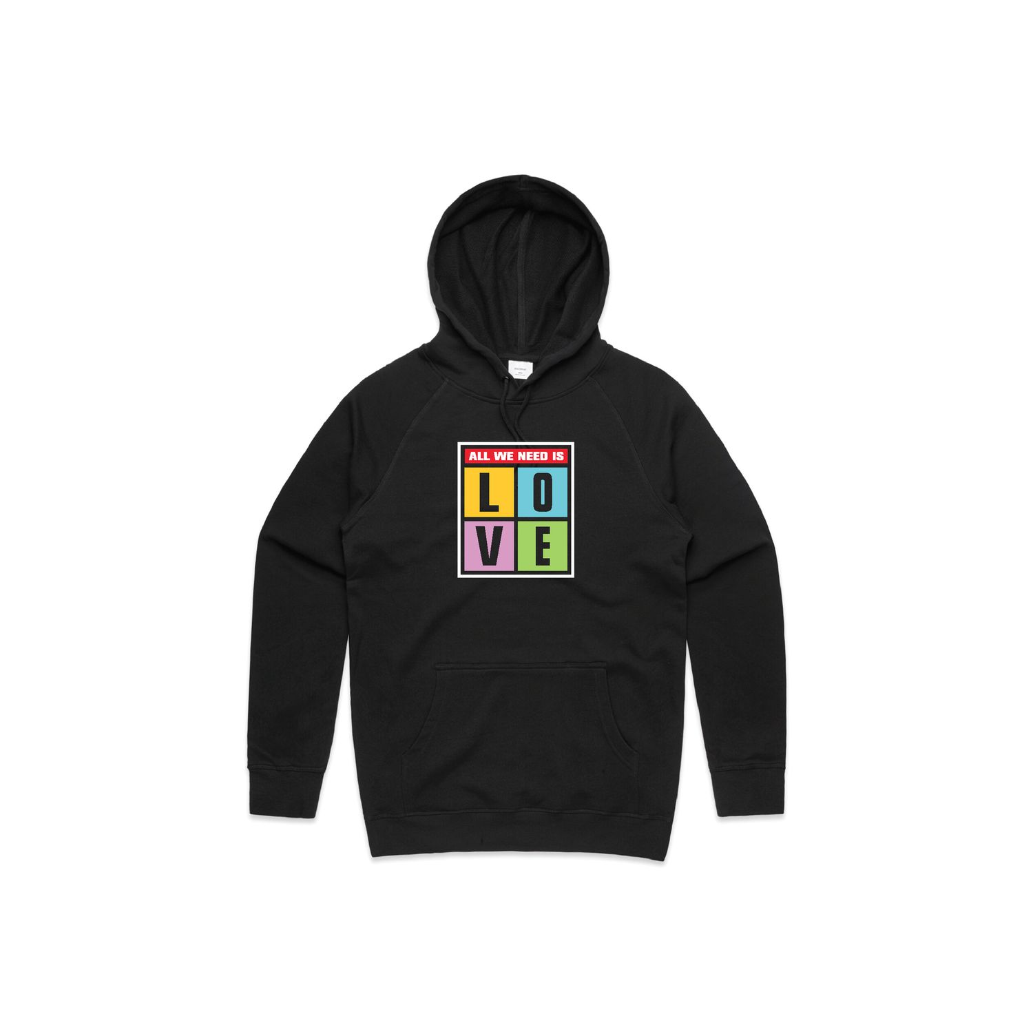 Sale- All We Need is Love Pullover Hoodie, Color: Black, Size: S