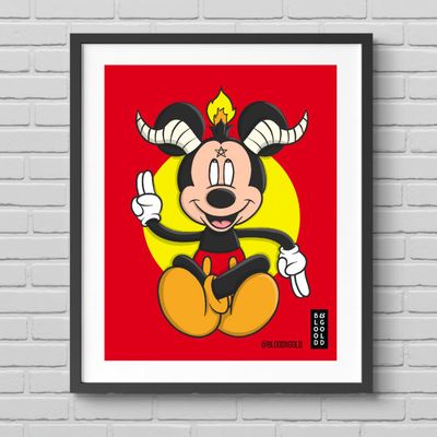 Blood &amp; Gold Baphomickey limited edition  Print 11 x 14