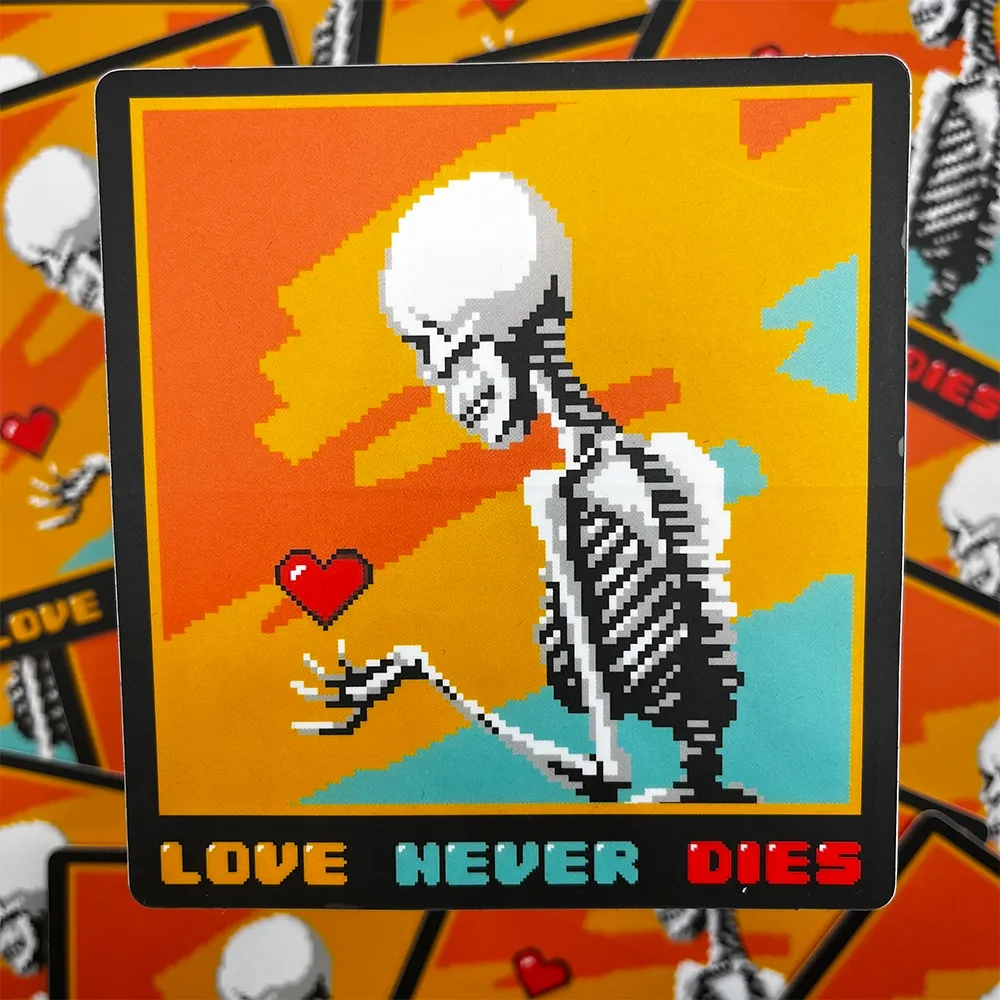 Pixel Love Never Dies Sticker