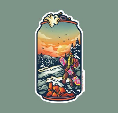 Snowboard Beer Sticker