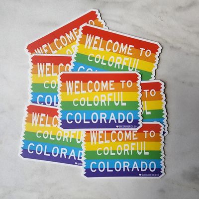 Colorful Colorado Rainbow Sign Sticker