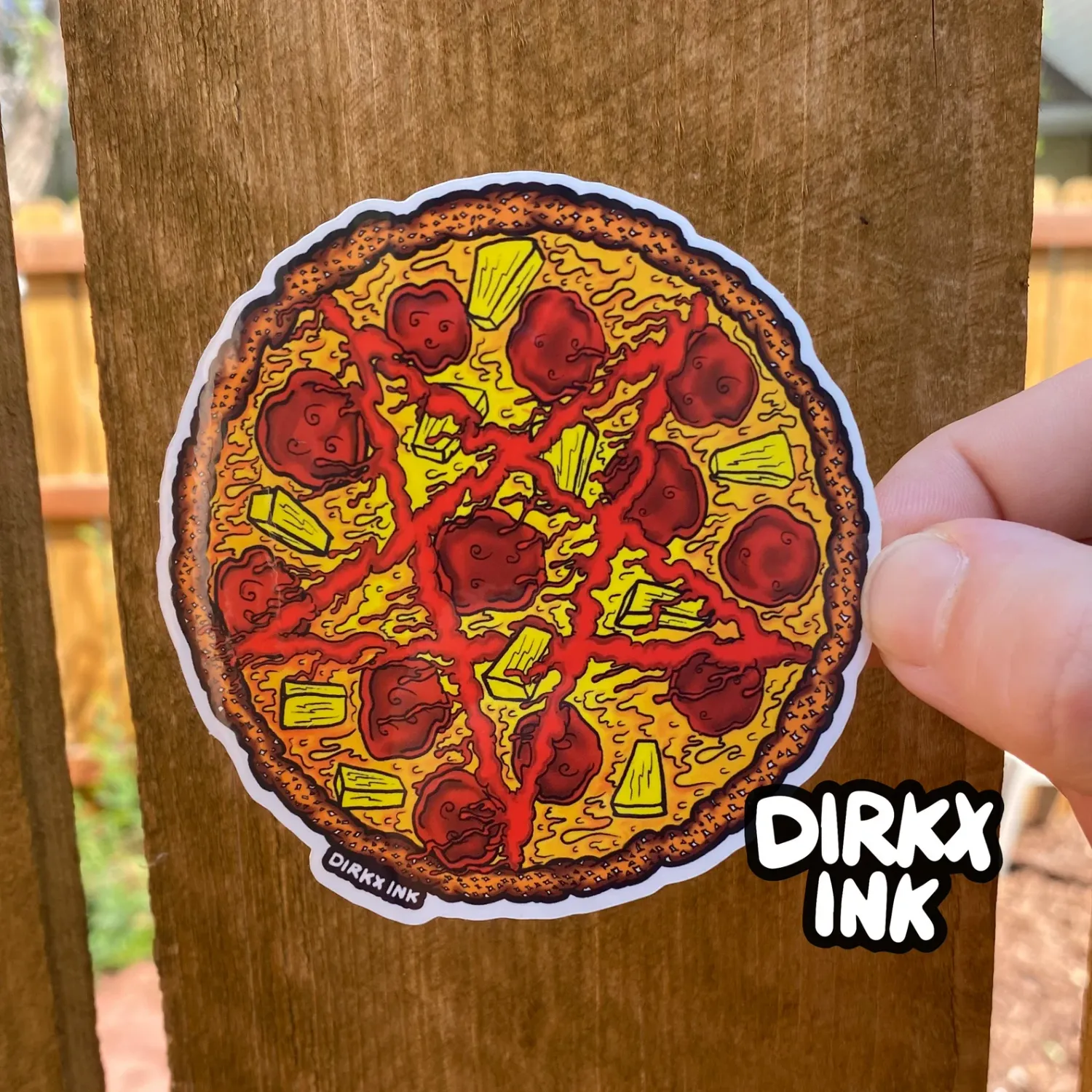 Dirkx Ink - Pizza Pentagram Sticker