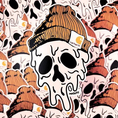 Melting Skull Sticker by noGuff