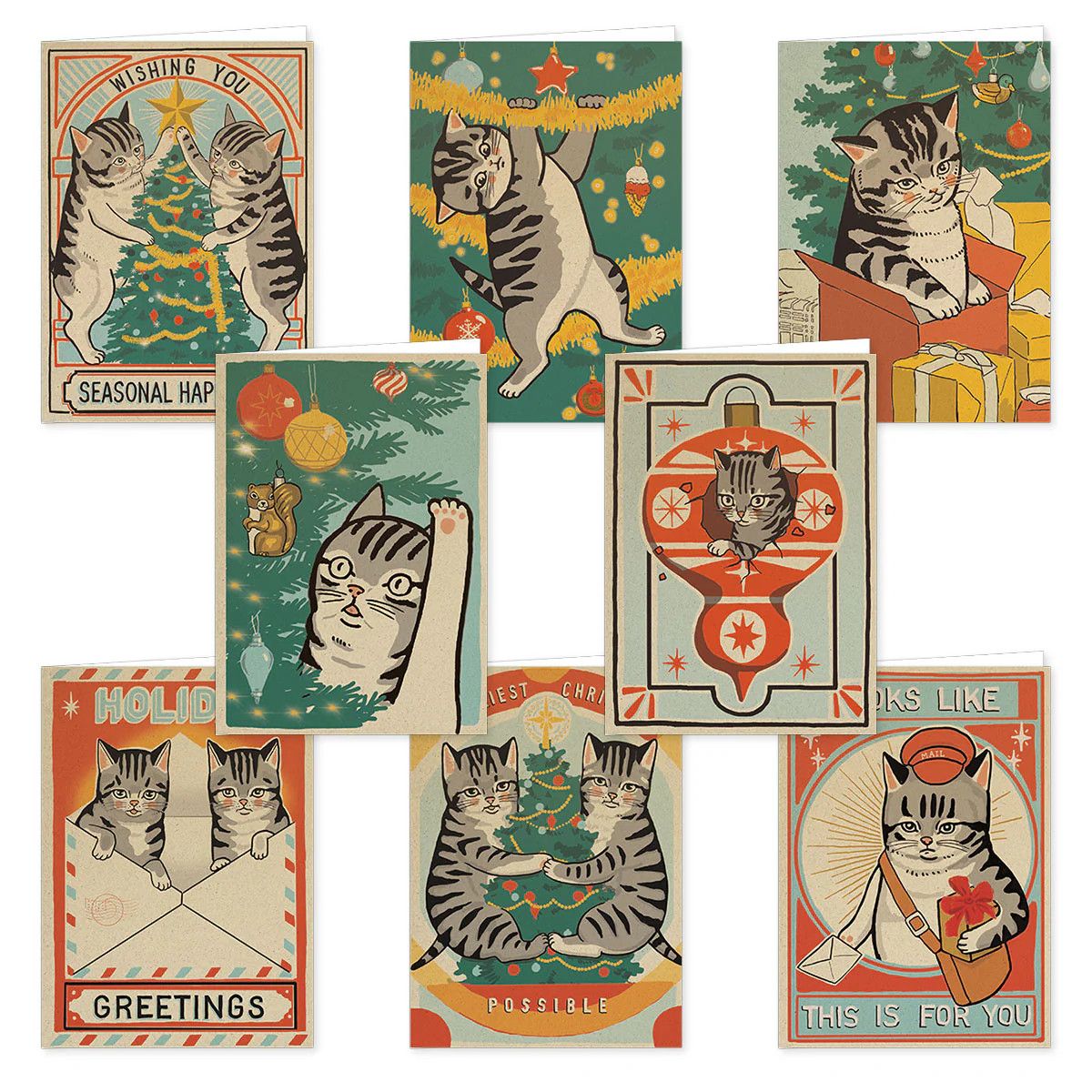Christmas Cats Card Set