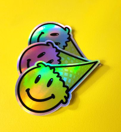 Holo Smile Cone (red,blue,yellow) (vinyl sticker)