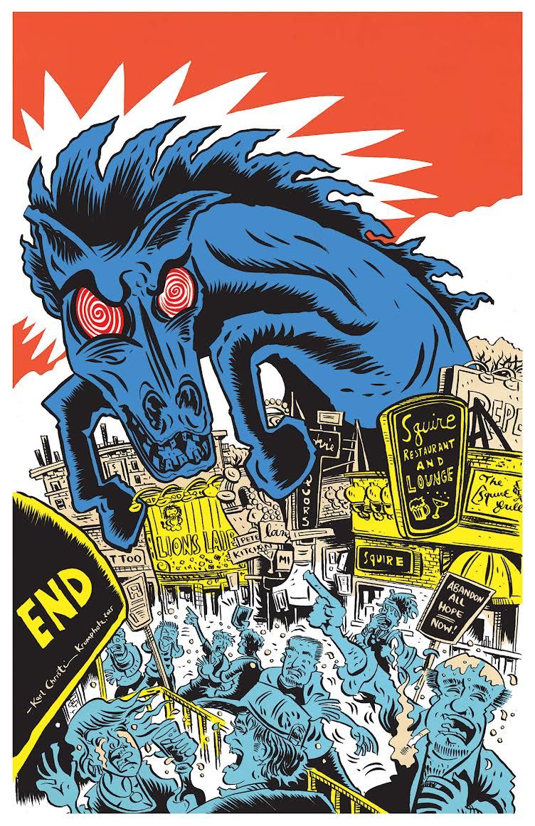 11 x 17 The End Colfax Carousal Illustration By Karl Krumpholz