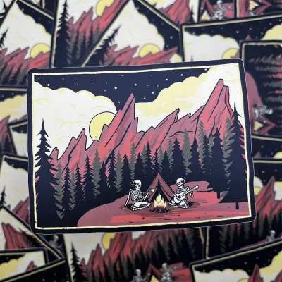 Skelly Camping Sticker