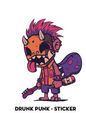 Chris Dokebi Stickers Drunk Punk