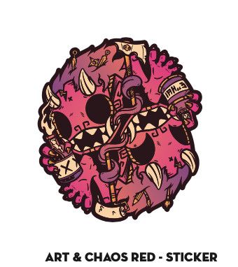 Chris Dokebi Stickers Art and Chaos Red
