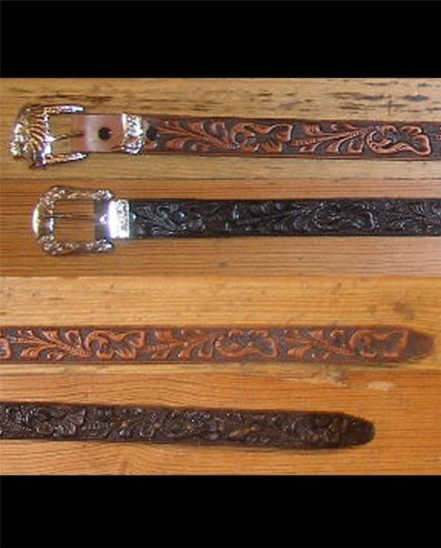 Adult - Tooled Leather Belt, Black