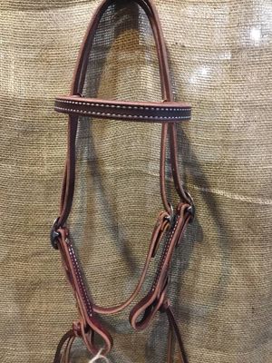 Circle L Rattlesnake Headstall, Oiled, U.S.A. Made - Horse Size, Color: Dark Oil Latigo