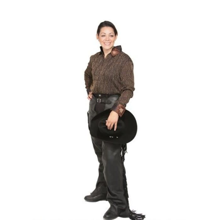 Classic Fringed Chaps, Full Grain Deluxe Black Leather