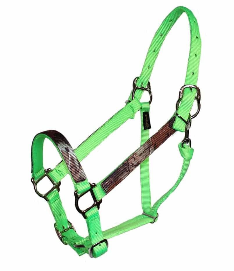 Nylon Adjustable Camo Halter, Size: Pony - Lime