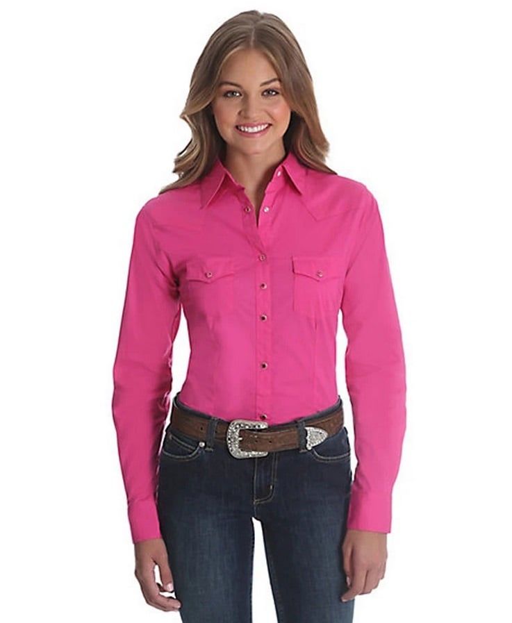 Women's Wrangler Solid L/S Snap Shirt