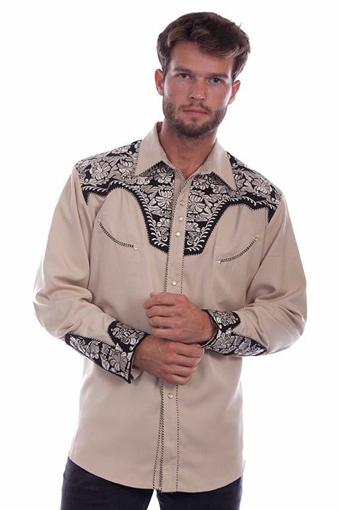 Men's Scully Floral Tooled Snap Front Shirt