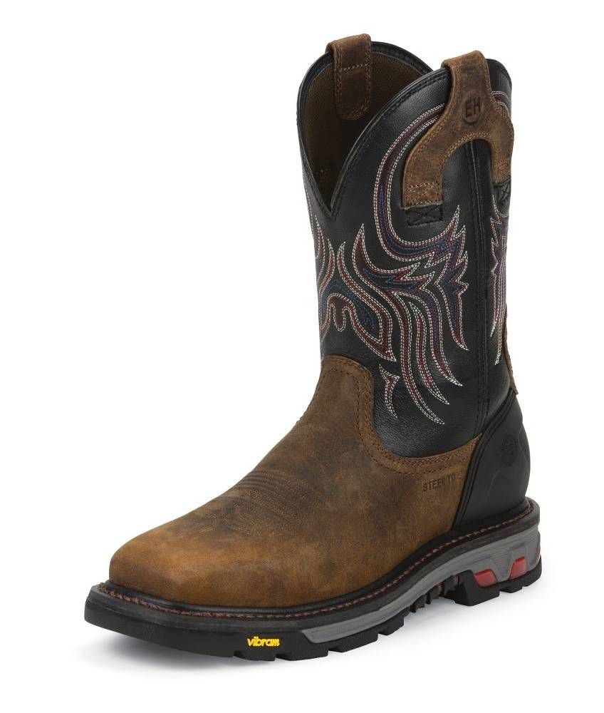 Men's Justin Tanker Black Steel Toe Workboot
