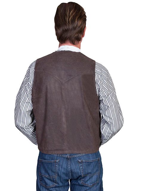 Men's Scully Brown Lambskin Leather Button Front Vest