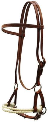 Side Pull, Double Stitched Leather with double rope nose.