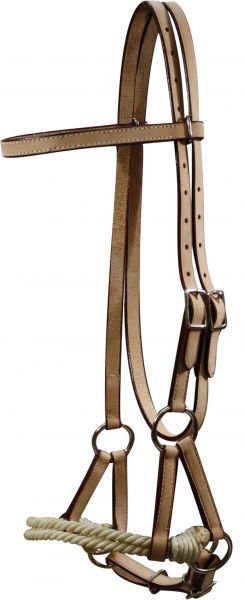 Side Pull, Double Stitched Leather with double rope nose.