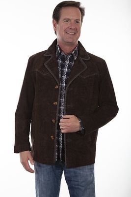 Men's Scully Pick Stitch Expresso Boar Suede Coat - 