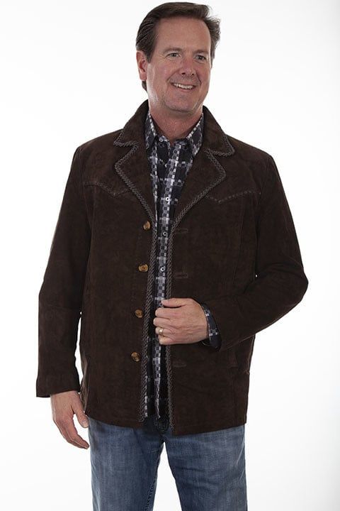 Men's Scully Pick Stitch Expresso Boar Suede Coat -