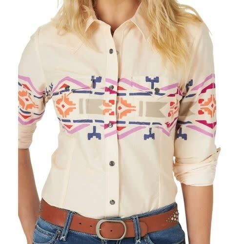Women's Wrangler LS Cream South Western Deco Shirt