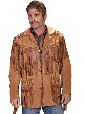 Men's Scully Handlaced Beaded Boar Suede Fringe Jacket