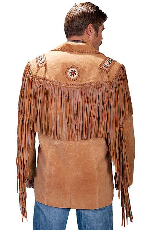 Men's Scully Handlaced Beaded Boar Suede Fringe Jacket