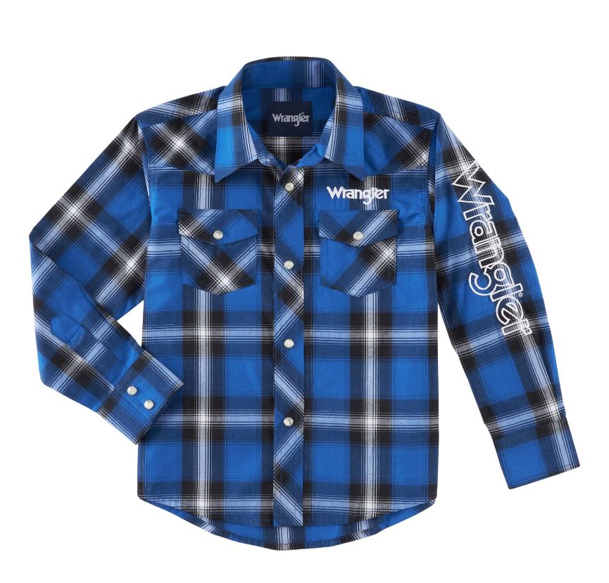 Boy's Wrangler Blue Logo Shirt