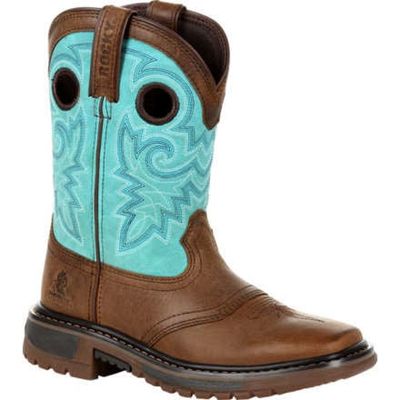 Youth Rocky Big Kid's Original Ride FLX Western Boot - Turquoise Brown