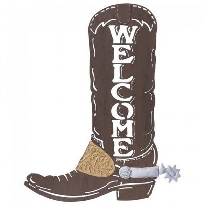 Metal Sign - Cowboy Boot Welcome - 16" x 20"