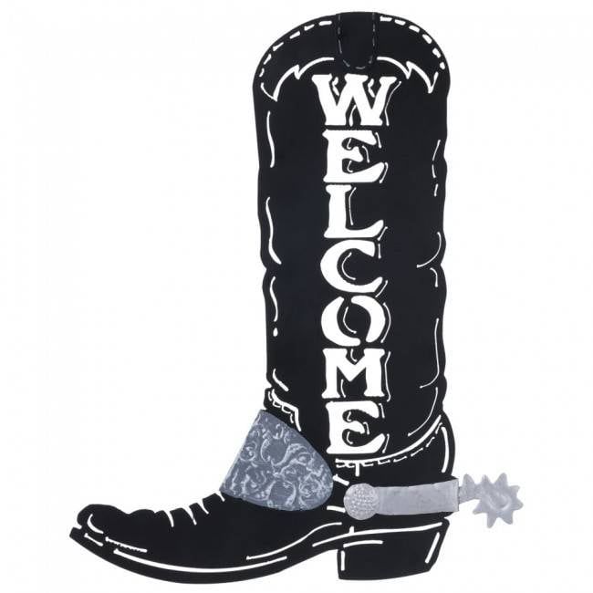 Metal Sign - Cowboy Boot Welcome - 16" x 20"