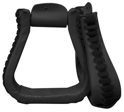 Leather Covered Stirrups, Leather Laced - Wide