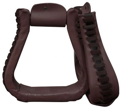 Leather Covered Stirrups, Leather Laced - Wide