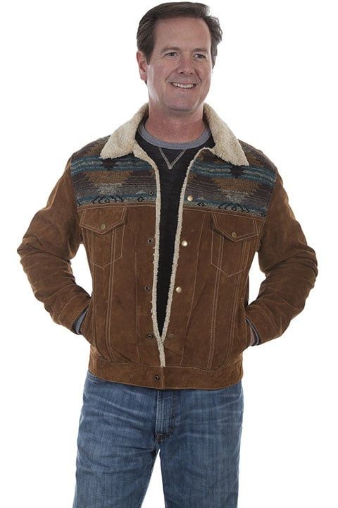 Men's Scully Boar Suede Jacket - Cafe Brown 