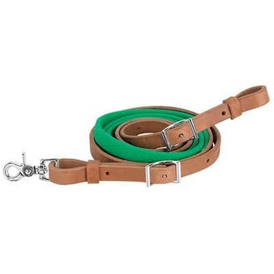 Leather Barrel Rein with Suede Cover Grip - 8' x 5/8'"
