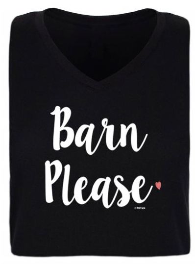 Women's Stirrups T-Shirt - Black V-Neck "Barn Please"