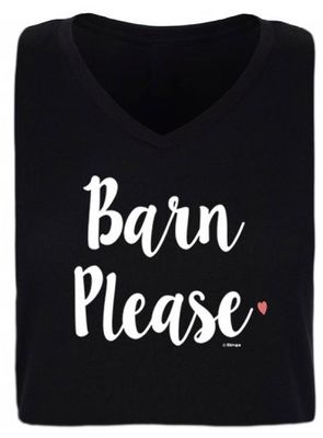 Women's Stirrups T-Shirt - Black V-Neck "Barn Please"