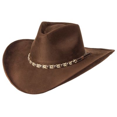 Suede Like Pinch Front Hat - Brown