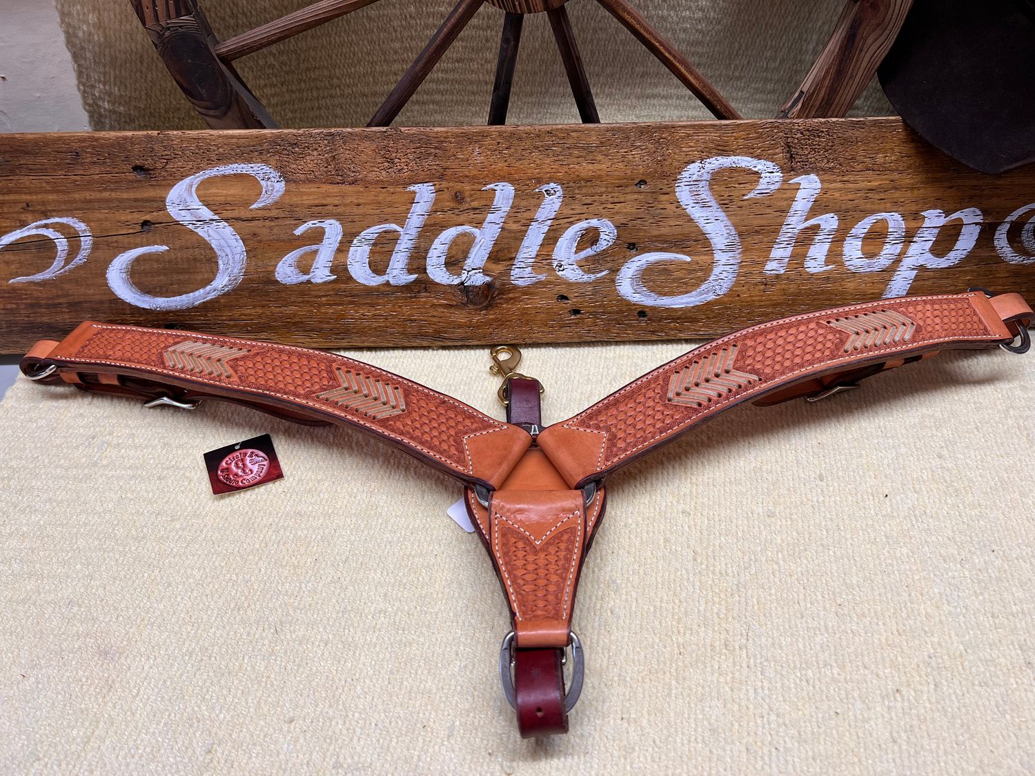 Circle L Breast Collar with Rawhide Stitch and Basket