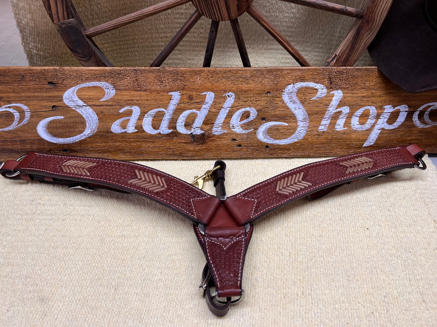 Circle L Breast Collar with Rawhide Stitch and Basket