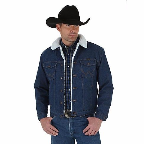 Men's Wrangler Sherpa Lined Denim Jacket - Pre-Washed