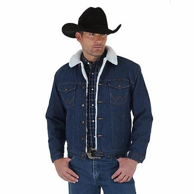 Men's Wrangler Sherpa Lined Denim Jacket - Pre-Washed