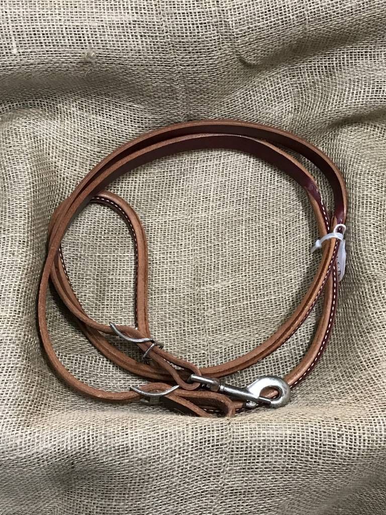 Circle L Leather Round Reins, Snap & Conway, U.S.A. Made - 7', Color: Dark Oil