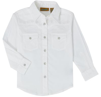 Girl's Wrangler White Western Snap Shirt