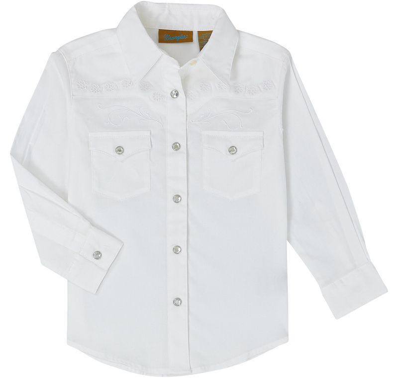 Girl's Wrangler White Western Snap Shirt