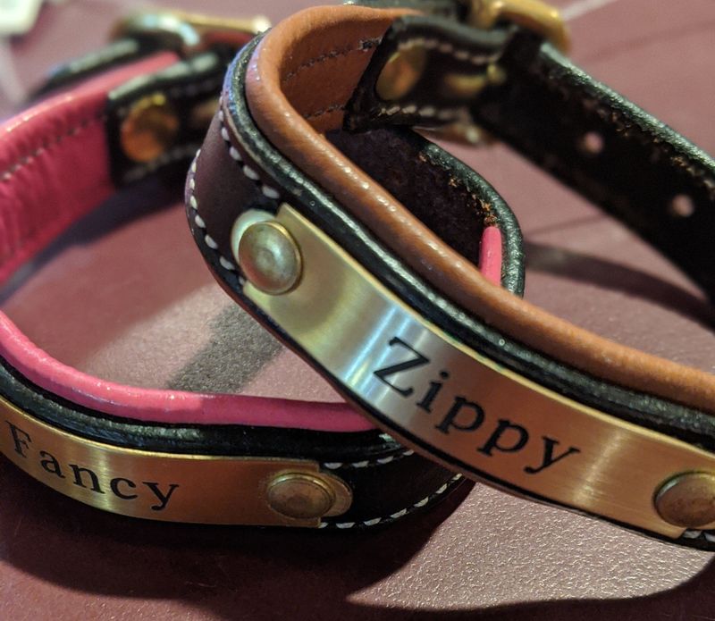 Bracelet - Padded Leather with Engraved Plate