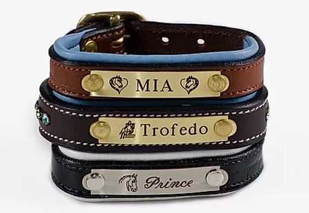 Bracelet - Padded Leather with Engraved Plate